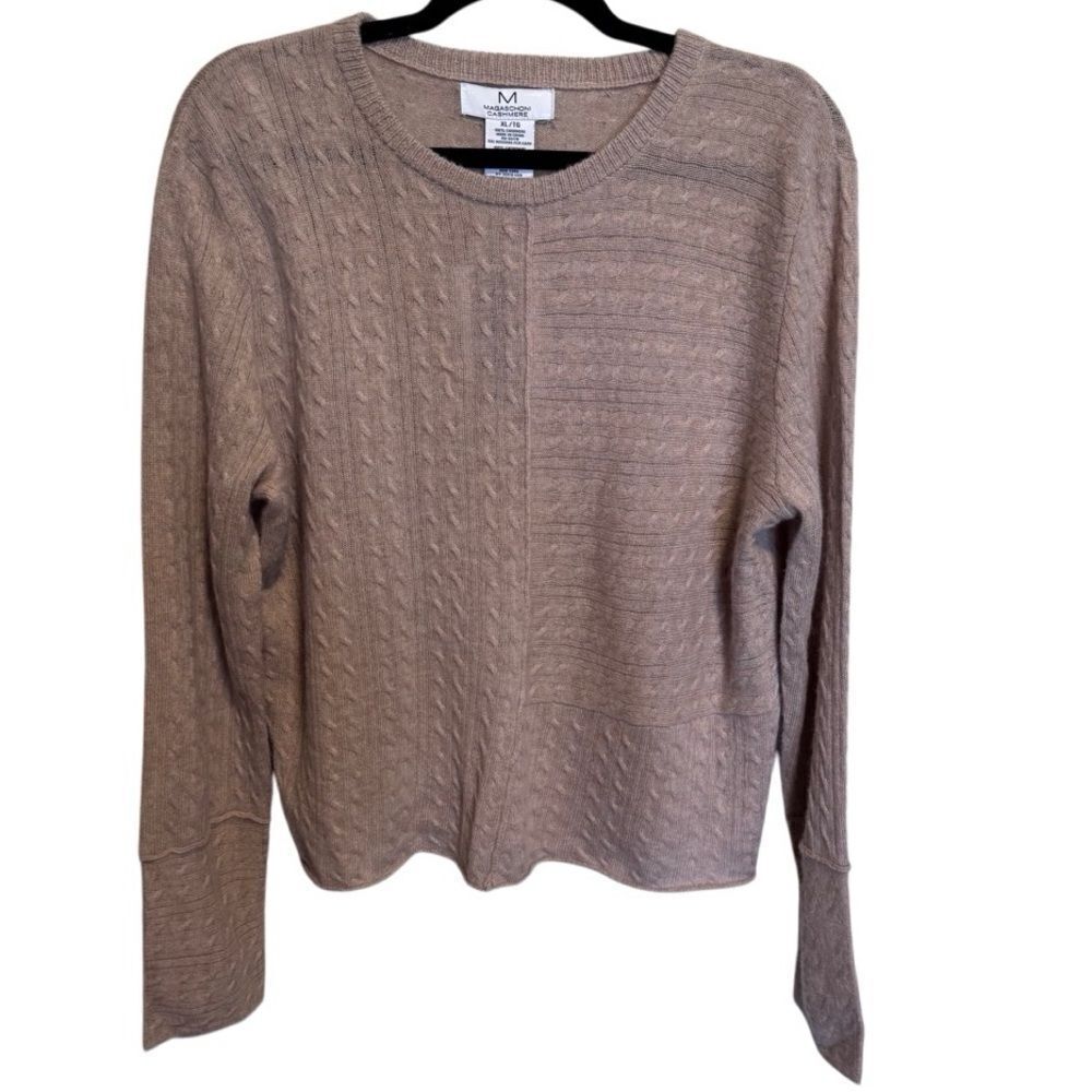 NWT- Magaschoni- 100% Cashmere Cable Knit Sweater, Size XL
